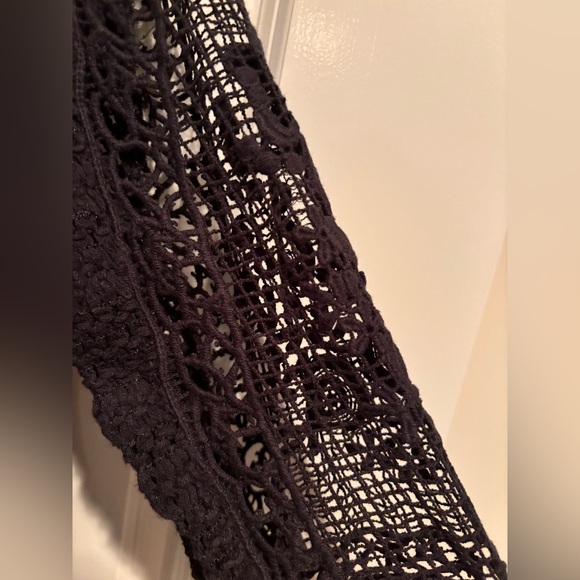 Sparrow Crochet Knit Top Womens Medium Black Boho Lace 3/4 Sleeve NWT - Picture 7 of 9
